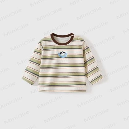 Toddler Baby Striped Dog Print Long Sleeve Tee - Green - 4-5T - image 4