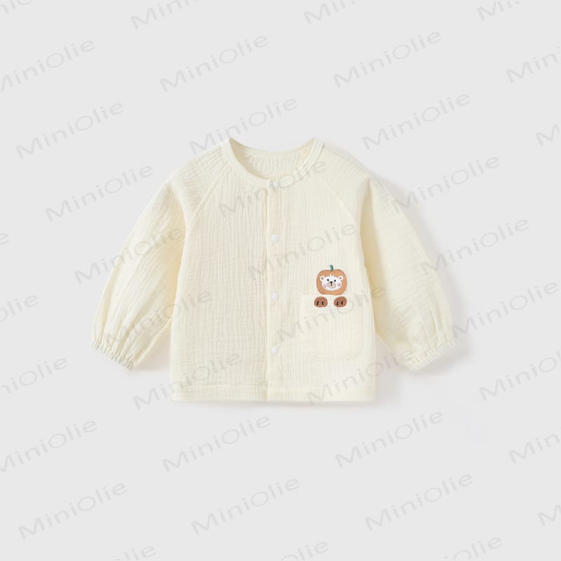 Baby Toddler Cartoon Print Snap Front Cardigan - Beige - 3-4T - image 3