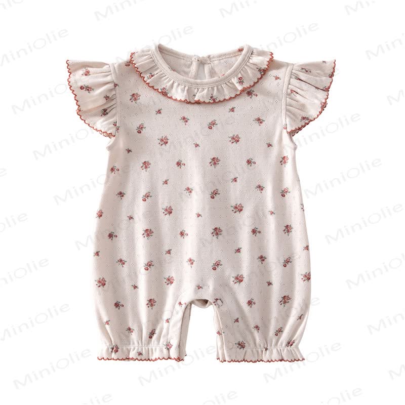 Baby Vintage Floral Print Ruffle Collar Romper - Pink - 18-24M - image 5