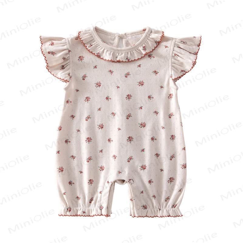 Baby Vintage Floral Print Ruffle Collar Romper - Pink - 18-24M - image 5