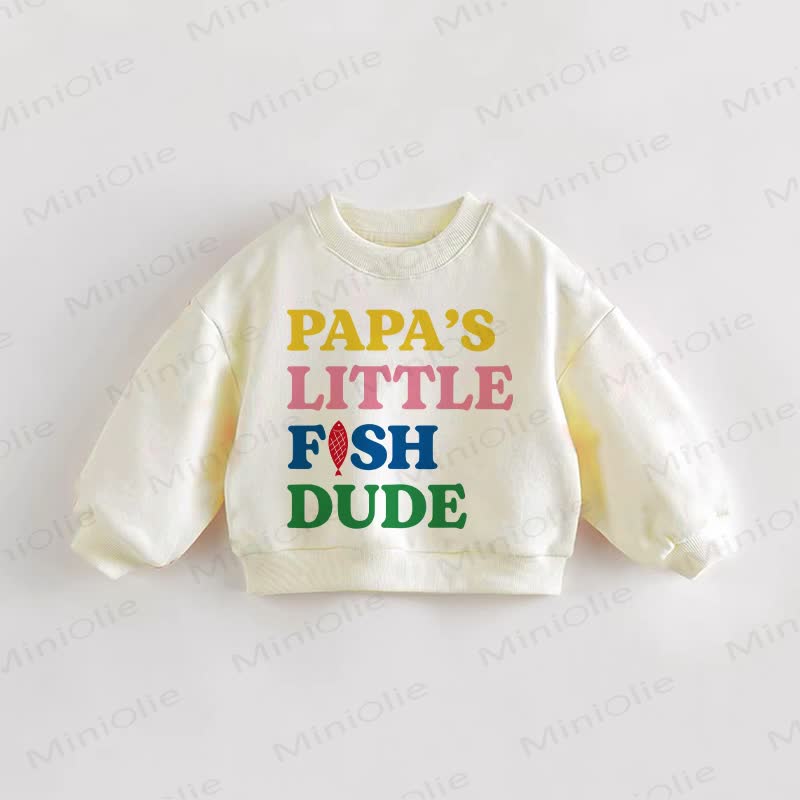 PAPA'S LITTLE FISH DUDE Baby Toddler Cream Sweatshirt - Cream - 3-5T - image 1