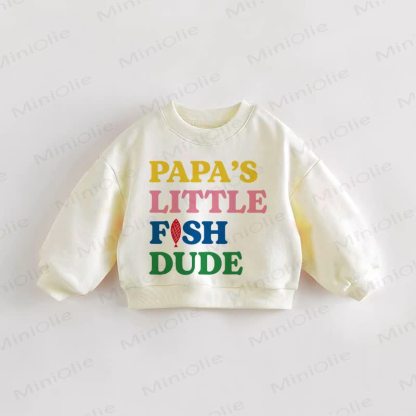 PAPA'S LITTLE FISH DUDE Baby Toddler Cream Sweatshirt - Cream - 3-5T - image 1