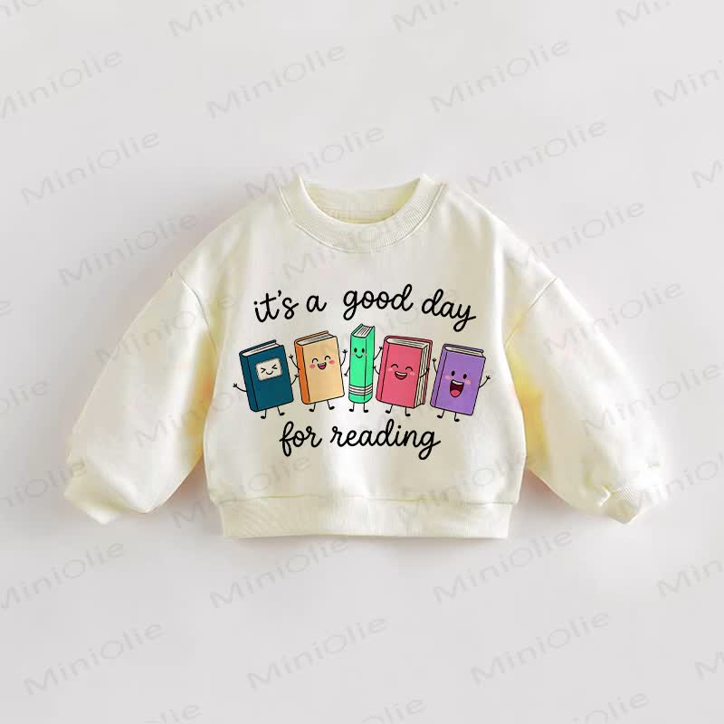 IT'S A GOOD DAY FOR READING Baby Toddler Smiling Books Cream Sweatshirt - Cream - 3-5T - image 1
