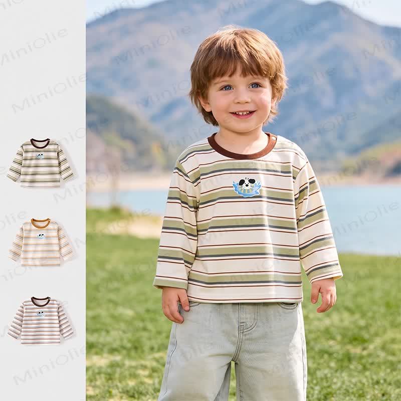 Toddler Baby Striped Dog Print Long Sleeve Tee - image 1