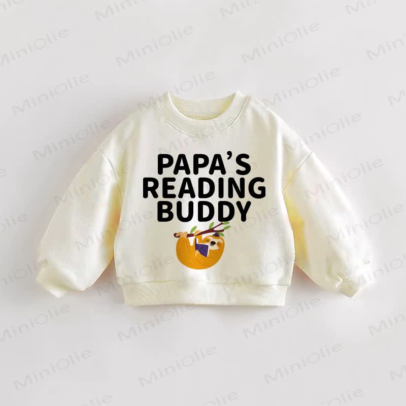 PAPA'S READING BUDDY Baby Toddler Sloth Cream Sweatshirt - Cream - 3-5T - image 1