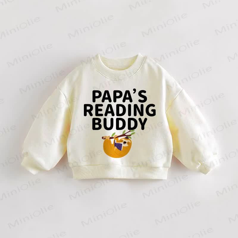 PAPA'S READING BUDDY Baby Toddler Sloth Cream Sweatshirt - Cream - 3-5T - image 1