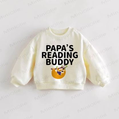 PAPA'S READING BUDDY Baby Toddler Sloth Cream Sweatshirt - Cream - 3-5T - image 1