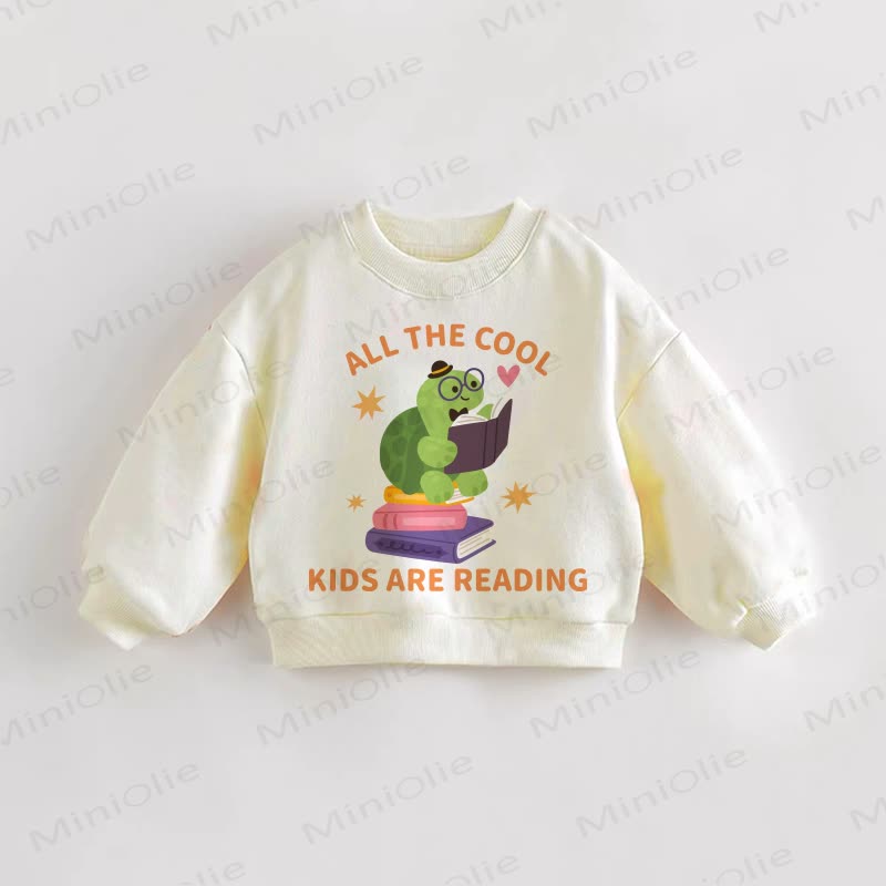 ALL THE COOL KIDS ARE READING Baby Toddler Turtle Cream Sweatshirt - Cream - 3-5T - image 1