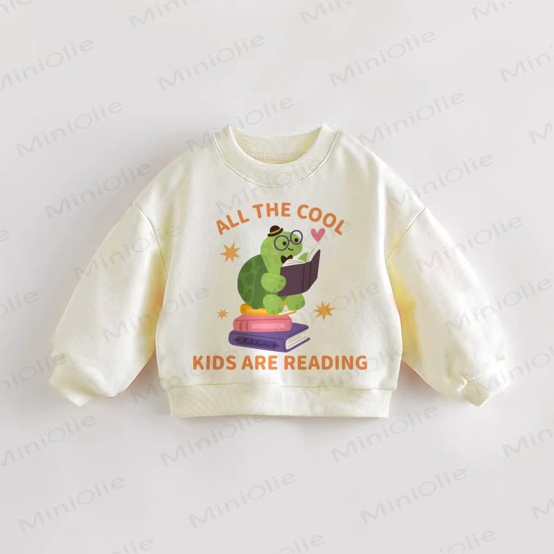 ALL THE COOL KIDS ARE READING Baby Toddler Turtle Cream Sweatshirt - Cream - 3-5T - image 1