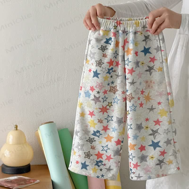 Toddler Colorful Print Relaxed Lounge Pants - Gray Star - 10-11T - image 2