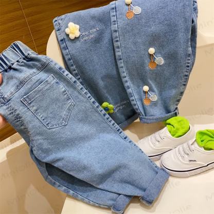 Toddler Baby Blue Embroidered Pattern Denim Pants - image 7