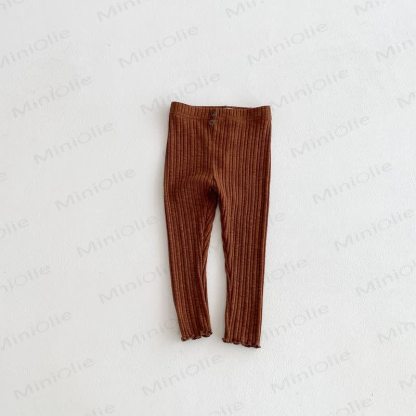 Toddler Ribbed Button Leggings - Brown - 8-9T - image 6