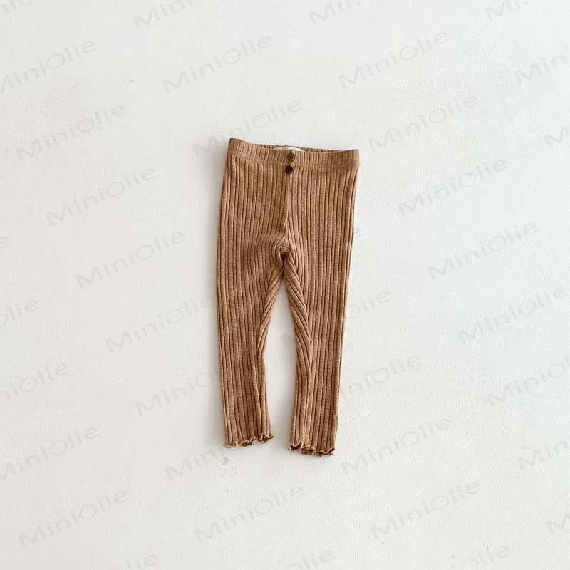 Toddler Ribbed Button Leggings - Khaki - 8-9T - image 9