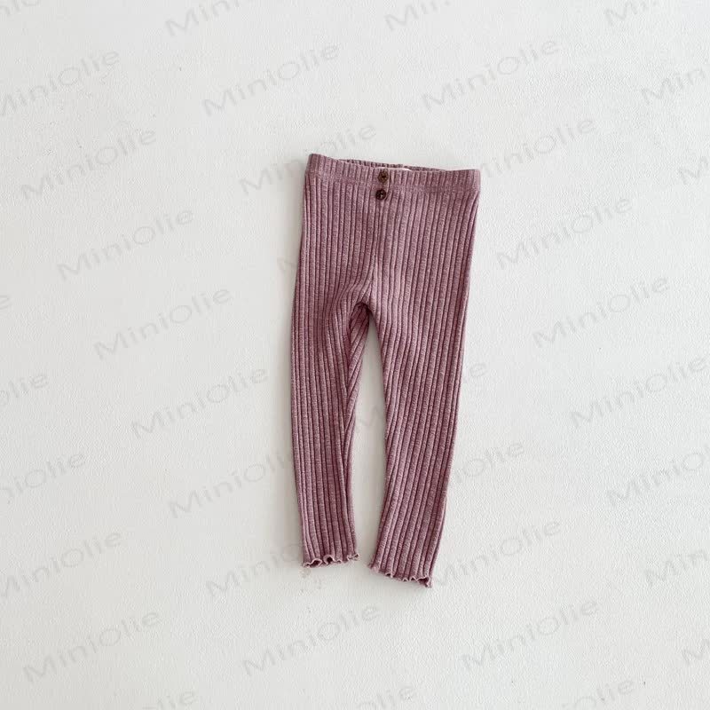Toddler Ribbed Button Leggings - Purple - 8-9T - image 10