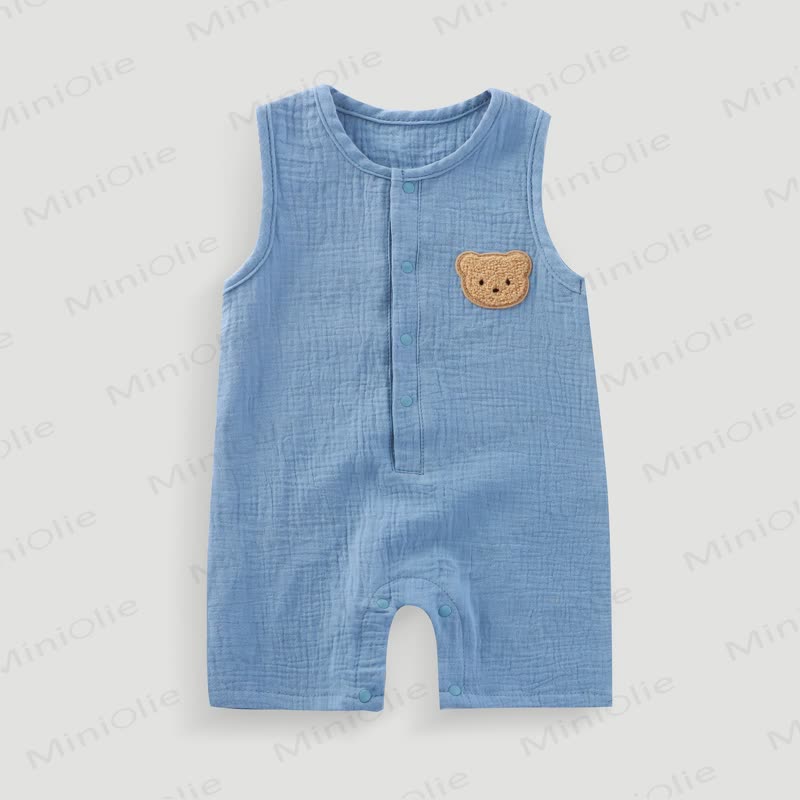 Baby Bear Patch Sleeveless Romper - Blue - 18-24M - image 7