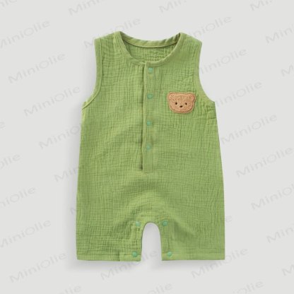 Baby Bear Patch Sleeveless Romper - Green - 18-24M - image 2