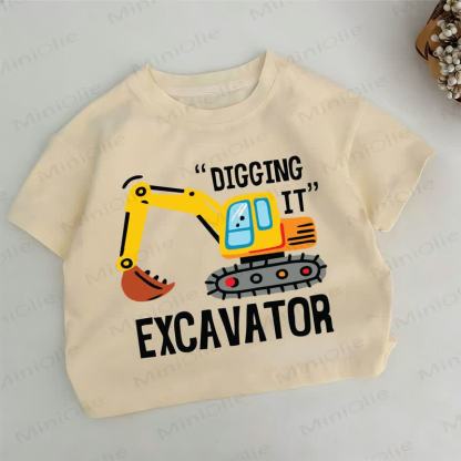 "DIGGING IT" EXCAVATOR Toddler Khaki T-shirt - Khaki - 6-7T - image 1