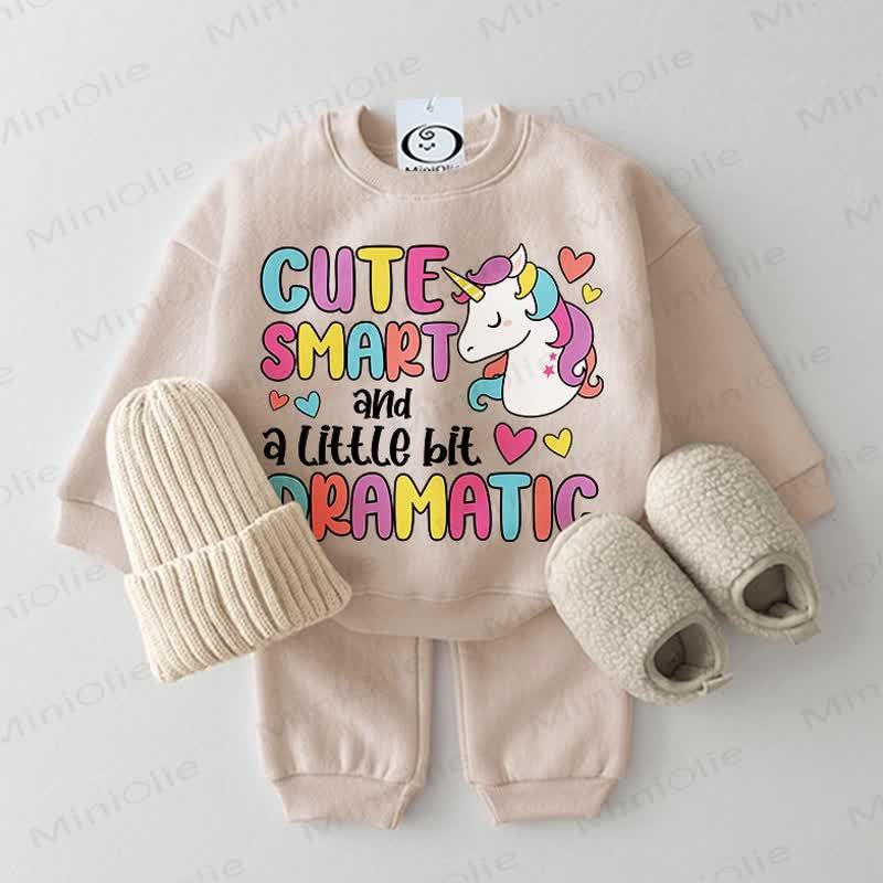CUTE SMART AND A LITTLE BIT DRAMATIC Baby Beige Sweatshirt 2-piece Set - Beige - 2-3T - image 1
