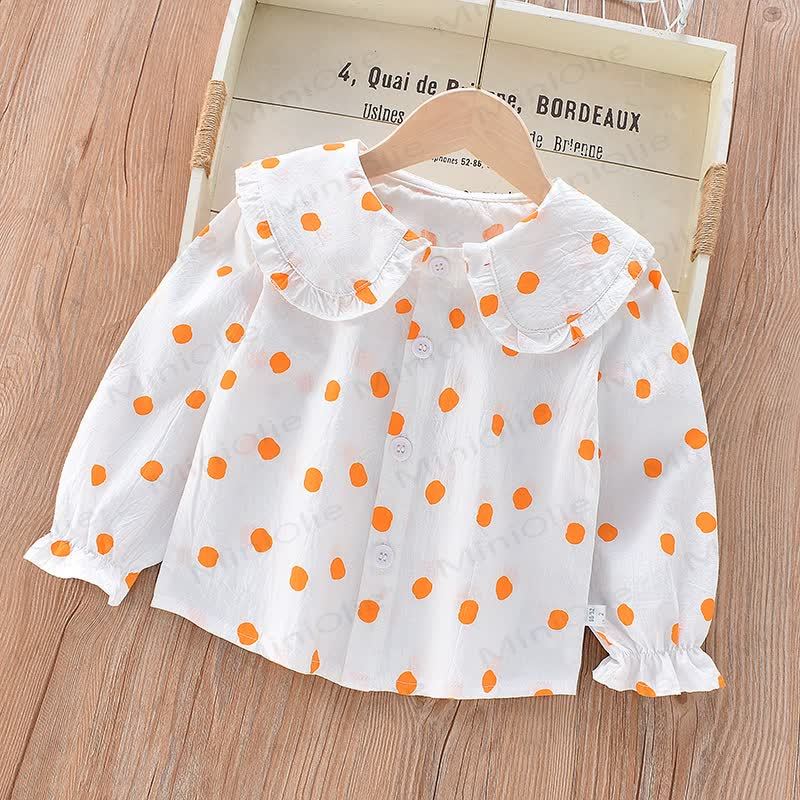 Baby Toddler Girl Peter Pan Collar Long Sleeve T-Shirt - Orange - 8-9T - image 8