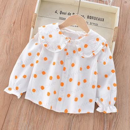 Baby Toddler Girl Peter Pan Collar Long Sleeve T-Shirt - Orange - 8-9T - image 8