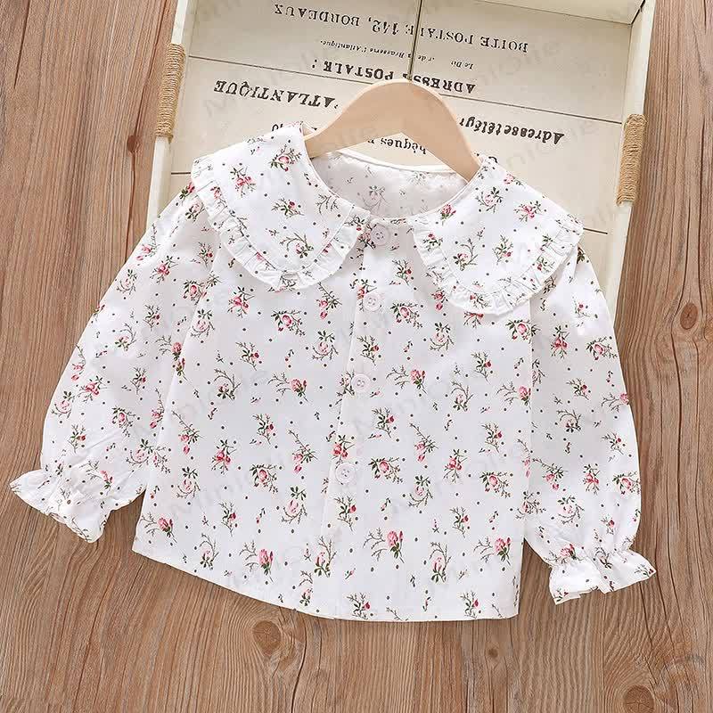 Baby Toddler Girl Peter Pan Collar Long Sleeve T-Shirt - Floral - 8-9T - image 6
