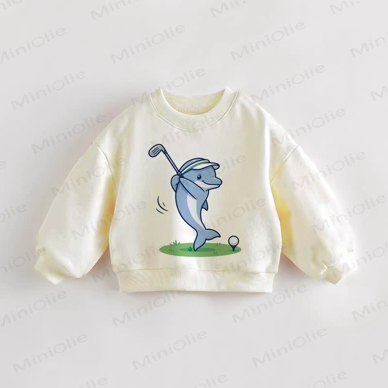 Baby Toddler Golfing Dolphin Cream Sweatshirt - Cream - 3-5T - image 1