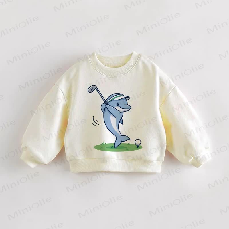 Baby Toddler Golfing Dolphin Cream Sweatshirt - Cream - 3-5T - image 1