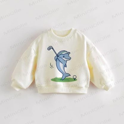 Baby Toddler Golfing Dolphin Cream Sweatshirt - Cream - 3-5T - image 1