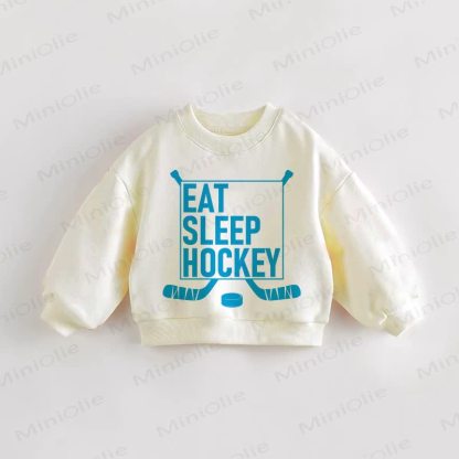 EAT SLEEP HOCKEY Baby Toddler Cream Sweatshirt - Cream - 3-5T - image 1