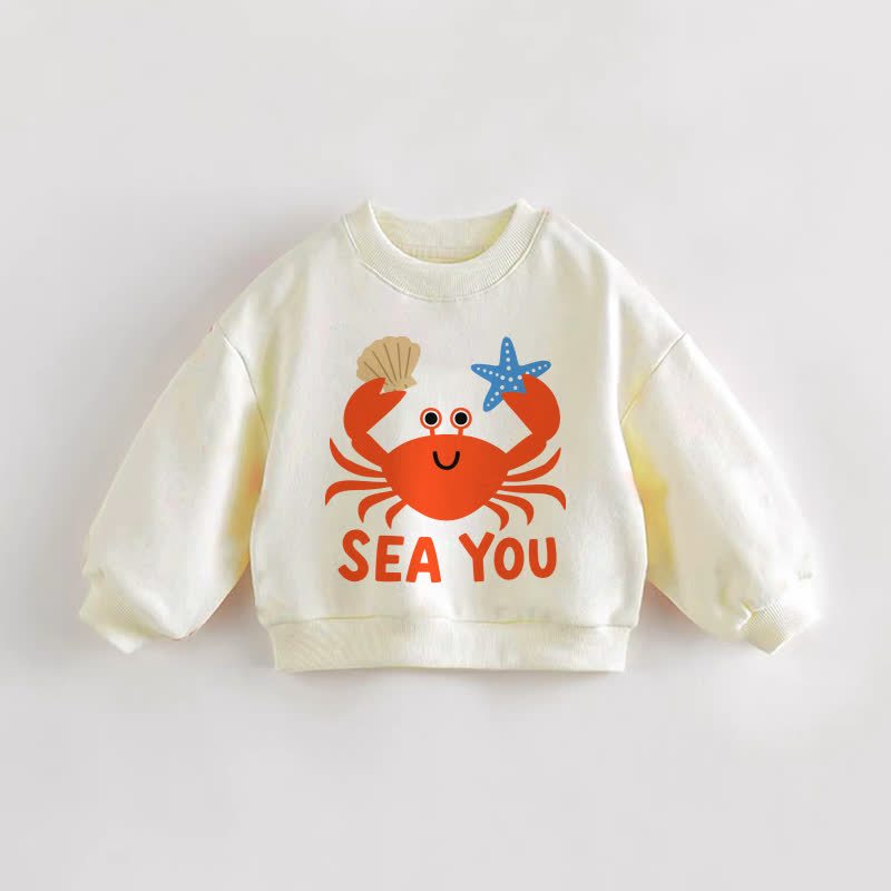 SEA YOU Baby Toddler Crab Cream Sweatshirt - Cream - 3-5T - image 1