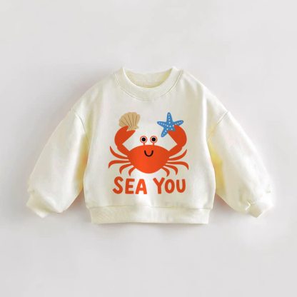 SEA YOU Baby Toddler Crab Cream Sweatshirt - Cream - 3-5T - image 1