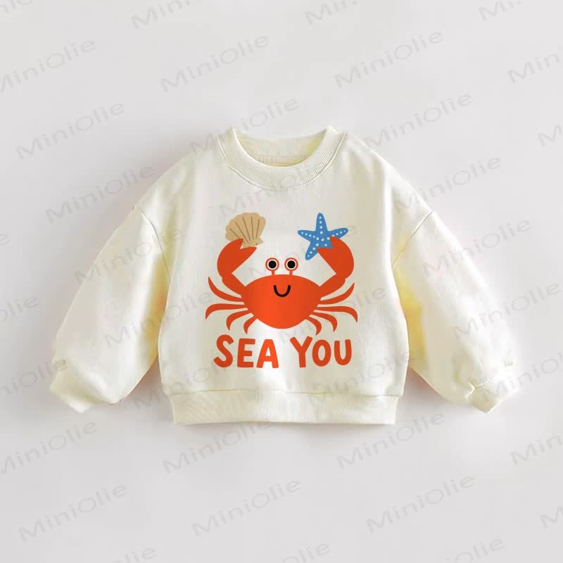 SEA YOU Baby Toddler Crab Cream Sweatshirt - Cream - 3-5T - image 1