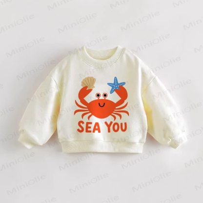 SEA YOU Baby Toddler Crab Cream Sweatshirt - Cream - 3-5T - image 1