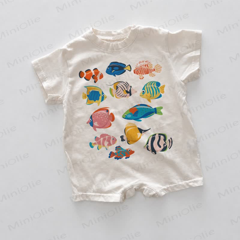 Baby Fish Print White Romper - White - 18-24M - image 1
