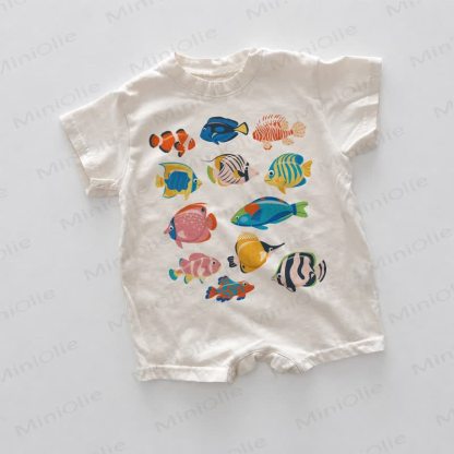 Baby Fish Print White Romper - White - 18-24M - image 1