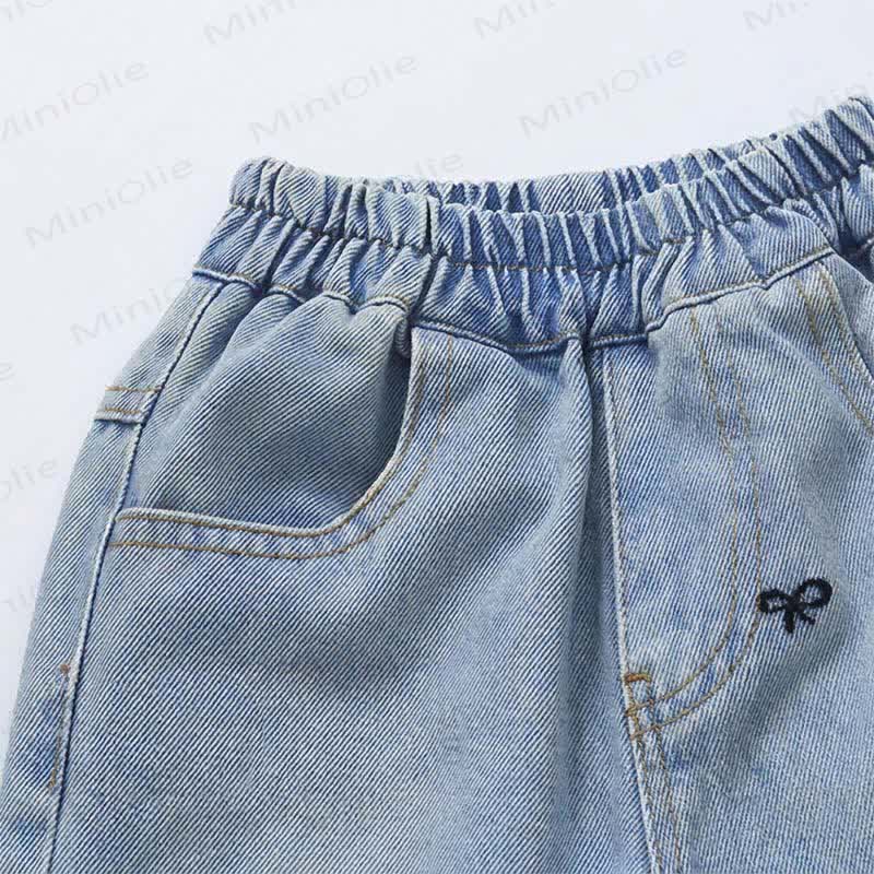 Toddler Embroidered Puppy Light Wash Denim Pants - image 5