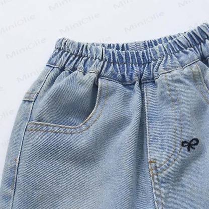 Toddler Embroidered Puppy Light Wash Denim Pants - image 5