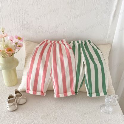 Baby Toddler Vertical Striped Elastic Waist Pants - image 1