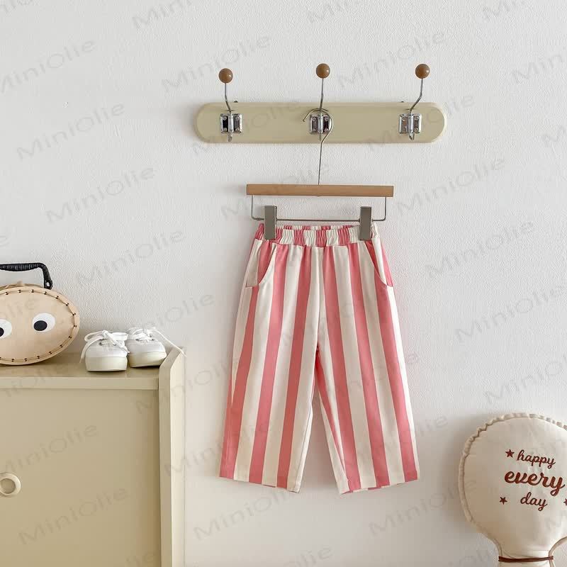 Baby Toddler Vertical Striped Elastic Waist Pants - Pink - 4-5T - image 2