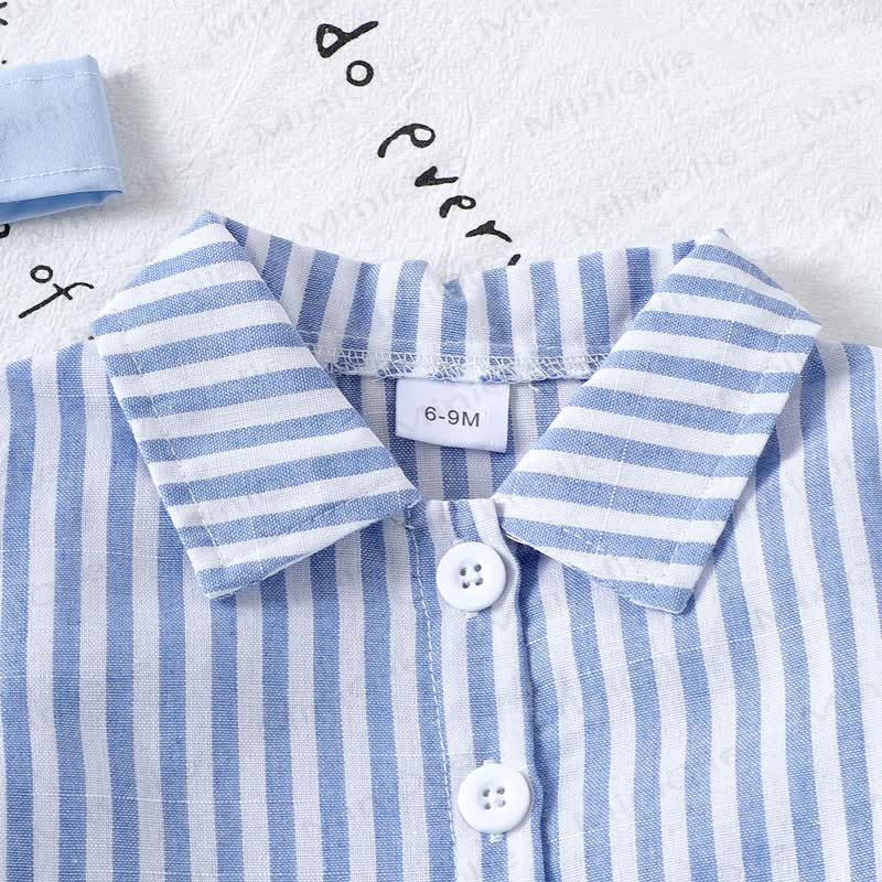 Baby Girls Bow Blue Stripe Long Sleeve Shirt and Denim Pants 2-piece Set - image 3