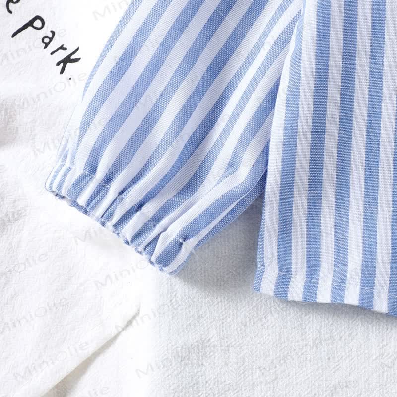 Baby Girls Bow Blue Stripe Long Sleeve Shirt and Denim Pants 2-piece Set - image 4