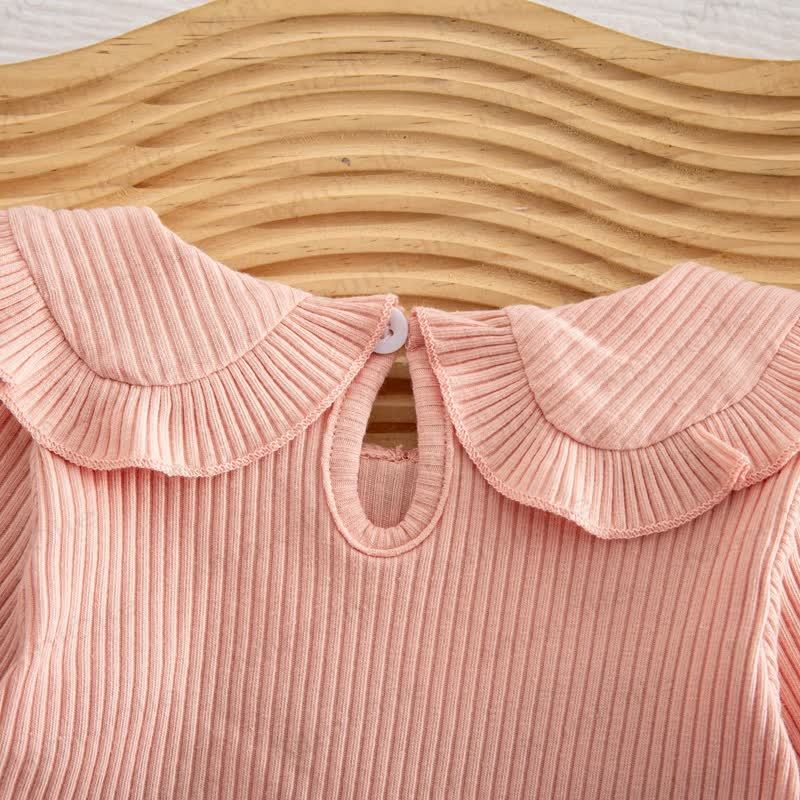 DADDY'S LITTLE PRINCESS Baby Toddler Pink Strawberry Ruffle Collar Top and Pants 2-piece Set - image 4