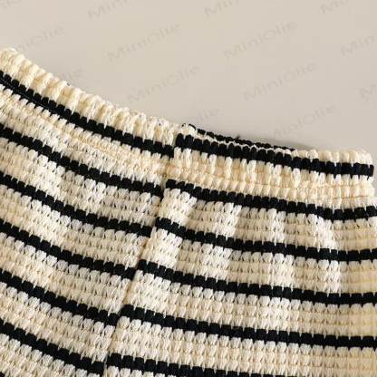 Baby Girls Strap Striped Ruffle Hem Top and Shorts 2-piece Set - image 9
