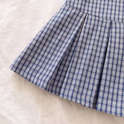 Toddler Baby Girl Navy Blue Gingham Puff Sleeve Dress - image 6