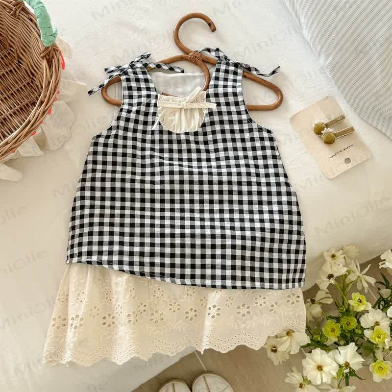 Toddler Baby Girl Gingham Sleeveless Dress - Black&White - 6-7T - image 1