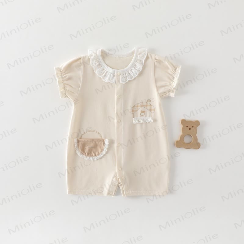 Baby Rose/House Lace Collar Romper - Khaki House - 18-24M - image 6