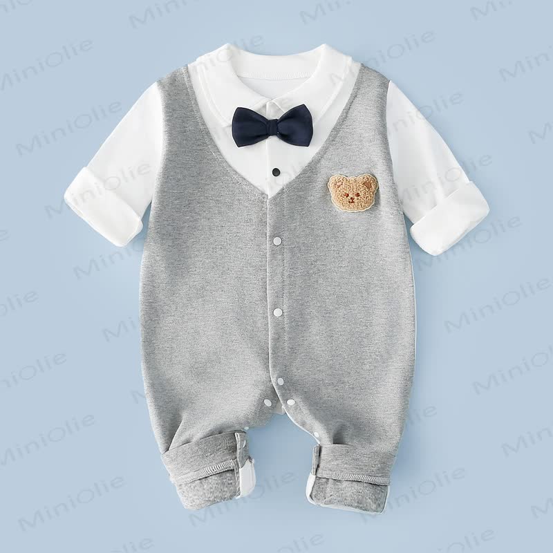 Baby Gentleman Bear Fake 2pcs Romper - Vest - 18-24M - image 1