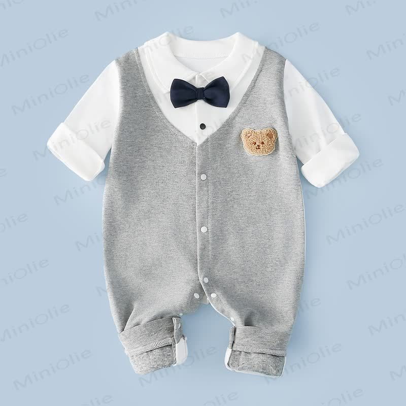 Baby Gentleman Bear Fake 2pcs Romper - Vest - 18-24M - image 1