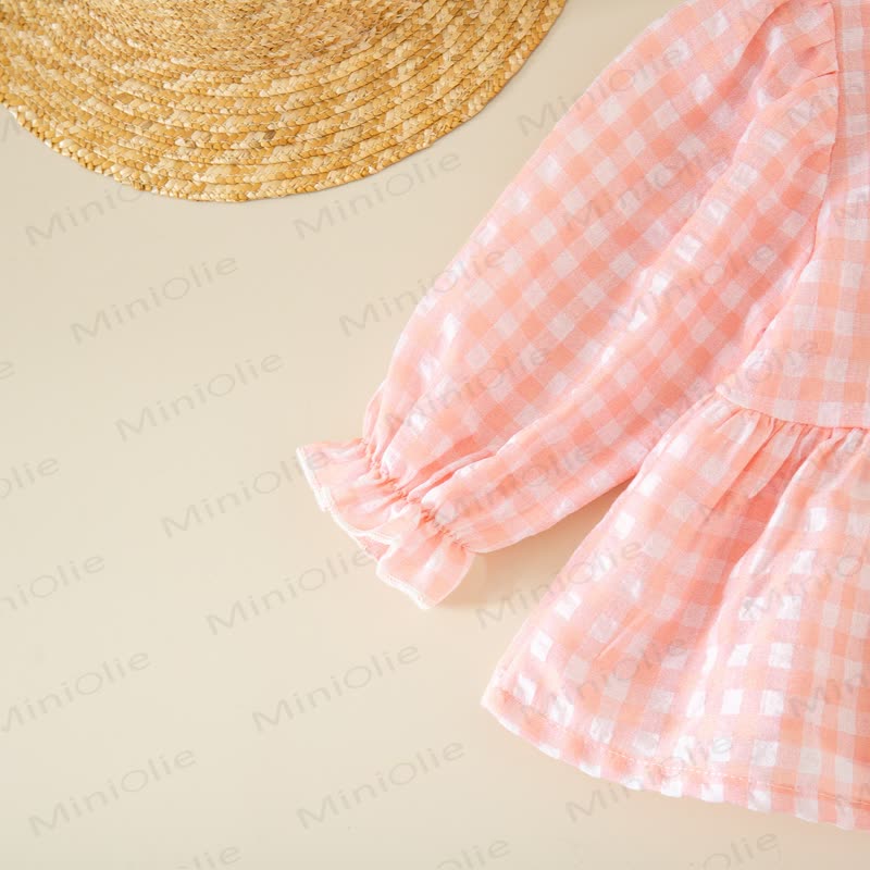 Toddler Baby Girls Gingham Long Sleeve Top and Pants 2-piece Set - image 7