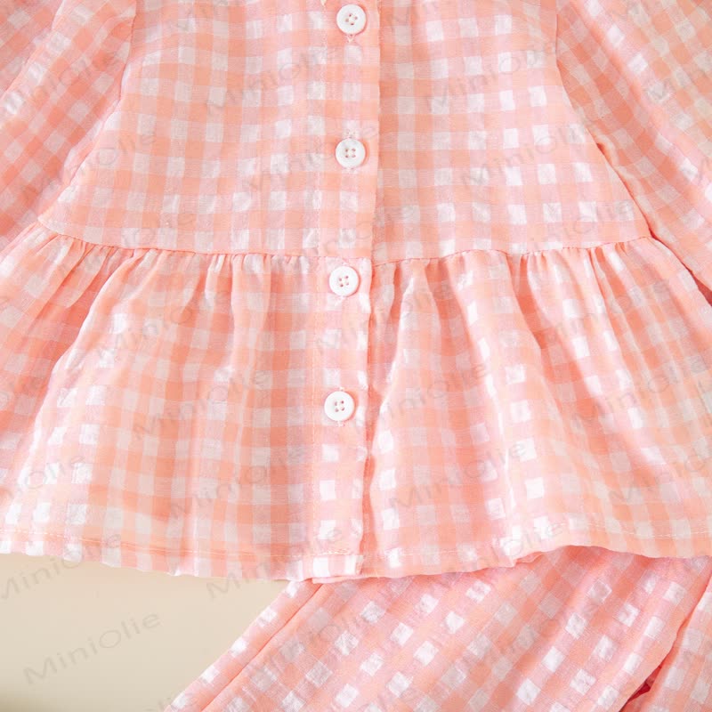 Toddler Baby Girls Gingham Long Sleeve Top and Pants 2-piece Set - image 8